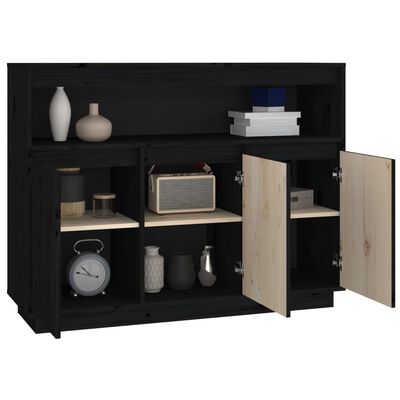 vidaXL Credenza Nera 104,5x34x80 cm in Legno Massello di Pino