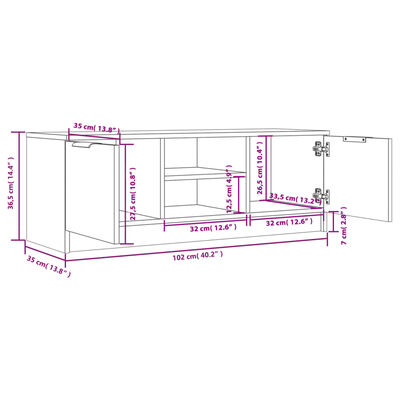 vidaXL Mobile Porta TV Bianco Lucido 102x35x36,5 cm Legno Multistrato