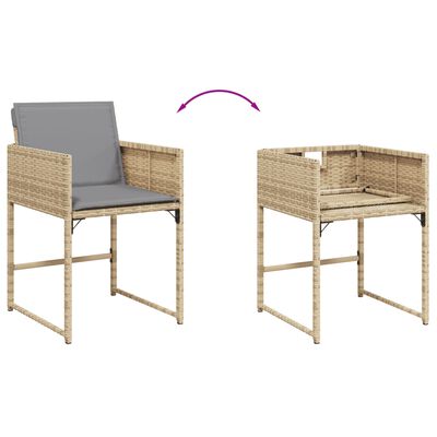 vidaXL Set Pranzo da Giardino 15 pz con Cuscini Beige Misto Polyrattan