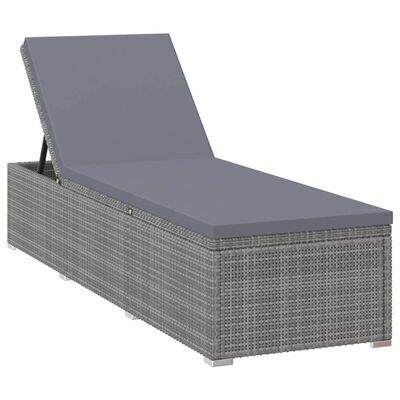 vidaXL Lettino Prendisole con Cuscino Grigio Scuro Polyrattan Grigio