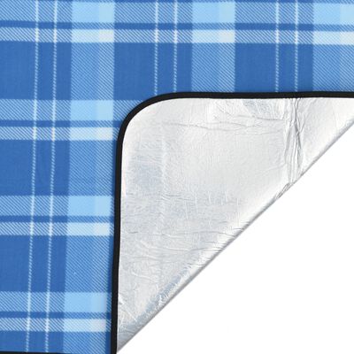 vidaXL Tovaglia da Picnic Pieghevole A Quadri Blu 200x150 cm Velluto