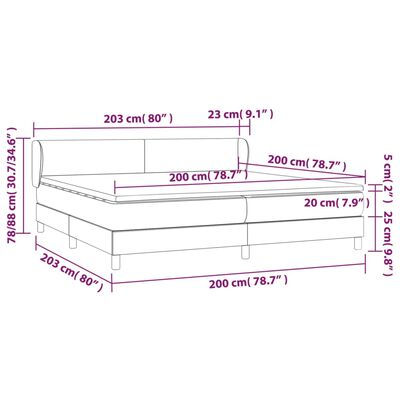 vidaXL Giroletto a Molle con Materasso Marrone Scuro 200x200cm Tessuto