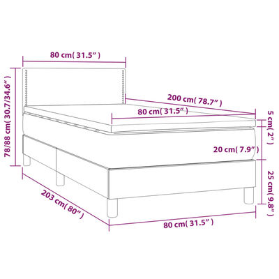 vidaXL Giroletto a Molle con Materasso Cappuccino 80x200 cm Similpelle