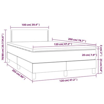 vidaXL Giroletto a Molle con Materasso Grigio 120x200 cm in Similpelle