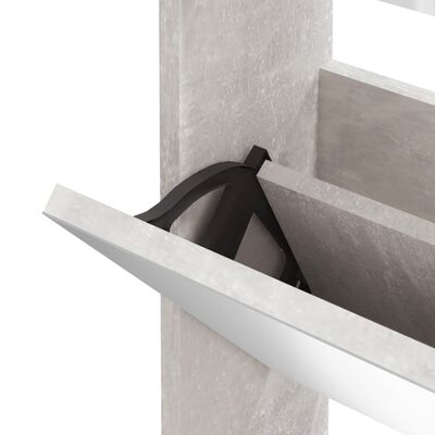 vidaXL Scarpiera con Specchio a 3 Livelli Grigio cemento 63x17x102,5cm