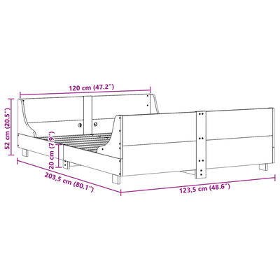 vidaXL Letto senza Materasso Bianco 120x200 cm Legno Massello di Pino