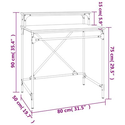 vidaXL Scrivania Grigio Sonoma 80x50x90 cm Legno Multistrato e Ferro