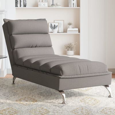 vidaXL Chaise Longue con Cuscini Tortora in Tessuto