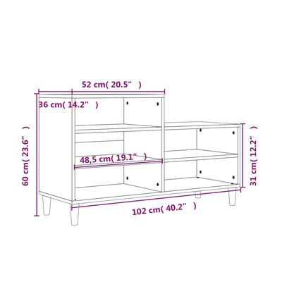 vidaXL Scarpiera Rovere Fumo 102x36x60 cm in Legno Multistrato