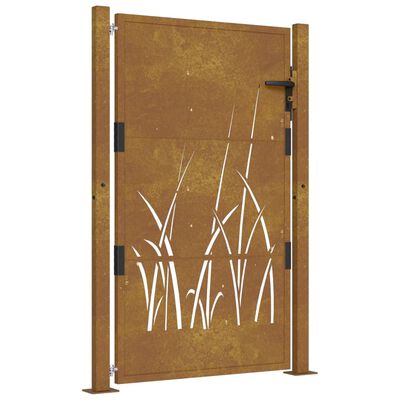 vidaXL Cancello da Giardino 105x130 cm in Acciaio Corten Design Erba