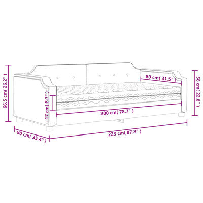 vidaXL Divano Letto con Materasso Grigio Chiaro 80x200 cm in Tessuto