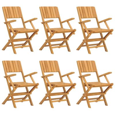 vidaXL Sedie da Giardino Pieghevoli 6pz 55x61x90cm Legno Massello Teak