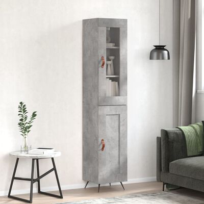 vidaXL Credenza Grigio Cemento 34,5x34x180 cm in Legno Multistrato