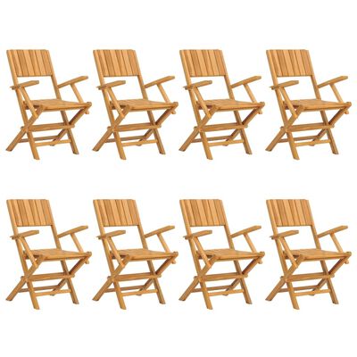 vidaXL Sedie da Giardino Pieghevoli 8pz 55x61x90cm Legno Massello Teak