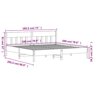 vidaXL Giroletto senza Materasso Marrone Cera 180x200 cm Legno di Pino