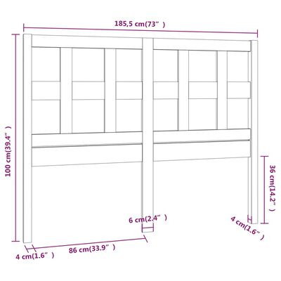 vidaXL Testiera per Letto ambra 185,5x4x100 cm Legno Massello di Pino