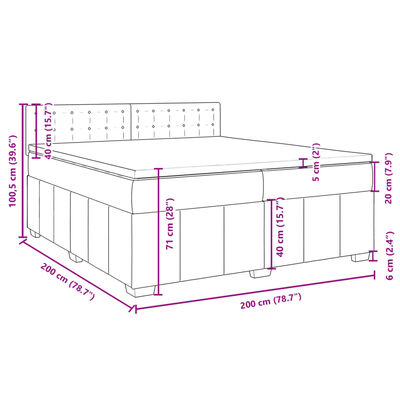 vidaXL Giroletto a Molle con Materasso Marrone Scuro 200x200cm Tessuto