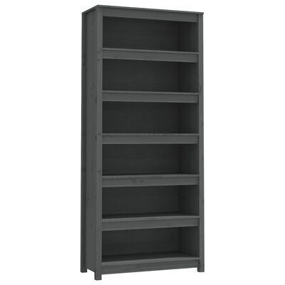 vidaXL Libreria Grigia 80x35x183 cm in Legno Massello di Pino