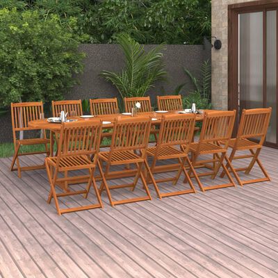 vidaXL Set da Pranzo da Giardino 11 pz 280x90x75 cm Massello di Acacia