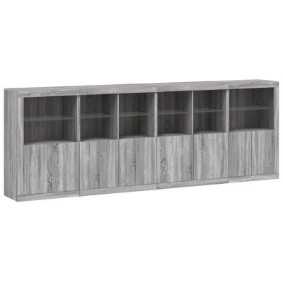 vidaXL Credenza con Luci LED Grigio Sonoma 283x37x100 cm