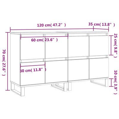 vidaXL Credenze 2 pz Rovere Sonoma in Legno Multistrato