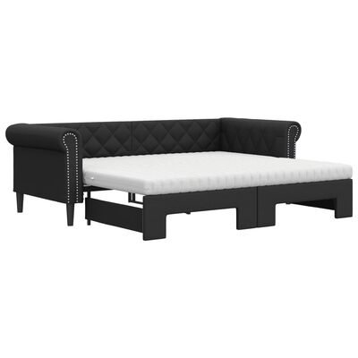 vidaXL Divano Letto Estraibile con Materassi Nero 90x200 cm Similpelle