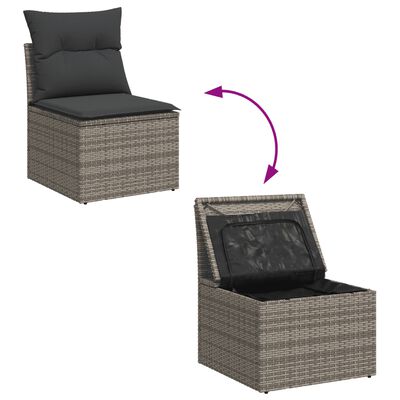 vidaXL Set Divano da Giardino 9 pz con Cuscini Grigio in Polyrattan