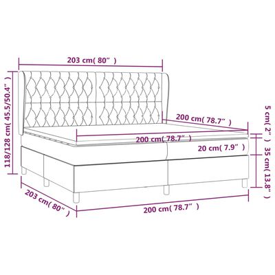 vidaXL Giroletto a Molle con Materasso Nero 200x200 cm in Tessuto