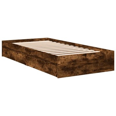 vidaXL Giroletto con Cassetti Rovere Fumo 90x190 cm Legno Multistrato