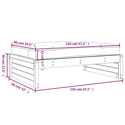 vidaXL Poggiapiedi da Giardino 120x80 cm Legno Massello di Pino Grigio