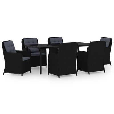 vidaXL Set da Pranzo da Giardino 7 pz Nero