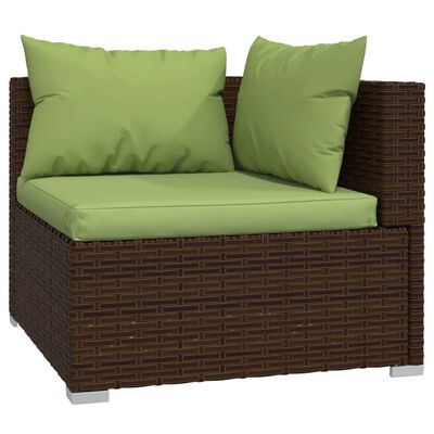 vidaXL Set Divani da Giardino 8 pz con Cuscini in Polyrattan Marrone