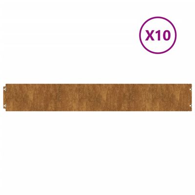 vidaXL Bordure per Prato 10 pz 15x103 cm Flessibili in Acciaio Corten