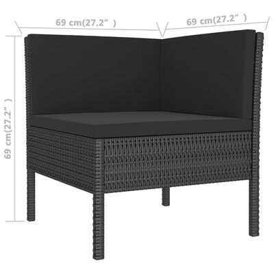 vidaXL Set Divani da Giardino 12 pz con Cuscini in Polyrattan Nero