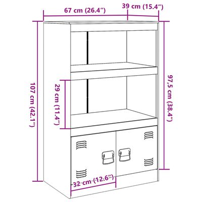 vidaXL Credenza Antracite 67x39x107 cm in Acciaio