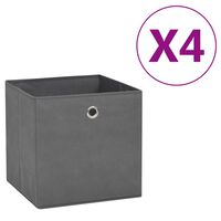 vidaXL Contenitori 4 pz in Tessuto non Tessuto 28x28x28 cm Grigio