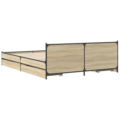 vidaXL Giroletto Cassetti Rovere Sonoma 160x200 cm Legno Multistrato