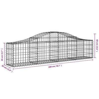 vidaXL Cesti Gabbioni ad Arco 15 pz 200x30x40/60 cm Ferro Zincato