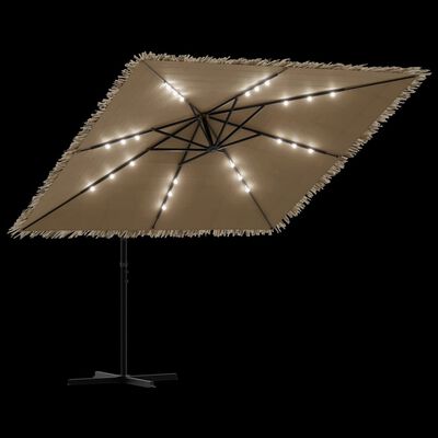 vidaXL Ombrellone Giardino LED e Palo in Acciaio Marrone 246x246x230cm