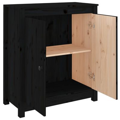 vidaXL Credenza Nera 70x35x80 cm in Legno Massello di Pino