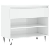 vidaXL Scarpiera Bianco Lucido 70x36x60 cm in Legno Multistrato