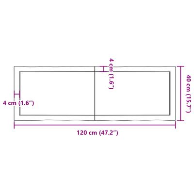 vidaXL Piano per Tavolo 120x40x(2-4) cm Rovere Non Trattato Bordi Vivi