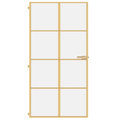 vidaXL Porta Interni Sottile Oro 102,5x201,5 Vetro Temperato Alluminio