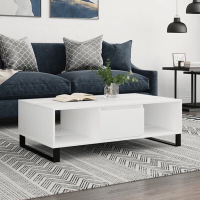 vidaXL Tavolino da Salotto Bianco 104x60x35 cm in Legno Multistrato