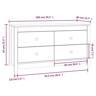 vidaXL Armadietto 100x40x54 cm in Legno Massello di Pino