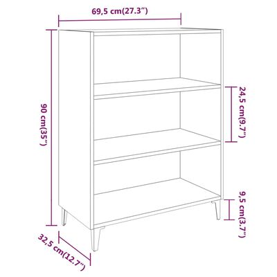 vidaXL Credenza Grigio Sonoma 69,5x32,5x90 cm in Legno Multistrato