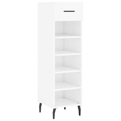 vidaXL Scarpiera Bianco Lucido 30x35x105 cm in Legno Multistrato