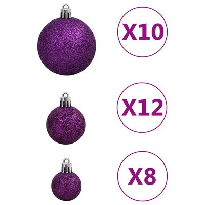 vidaXL Set Palline di Natale 111 pz Viola in Polistirene