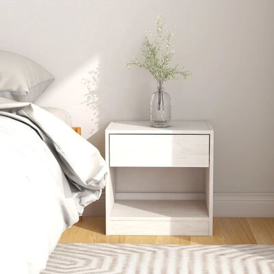 vidaXL Comodino Bianco 40x31x40 cm in Legno Massello di Pino