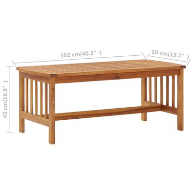 vidaXL Tavolino da Salotto 102x50x43 cm in Legno Massello di Acacia